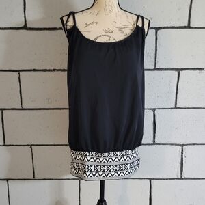 3/$50 SALE! NWT Full Fit All Black & White Tankini Top Sz 22